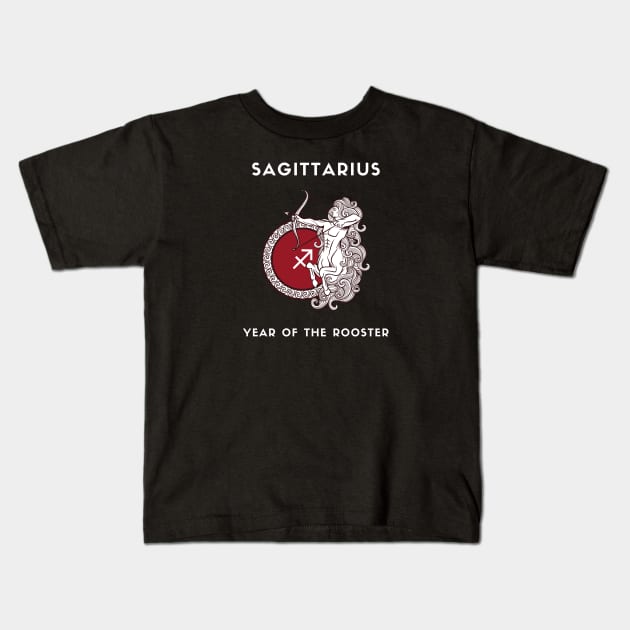 SAGITTARIUS / Year of the ROOSTER Kids T-Shirt by KadyMageInk
